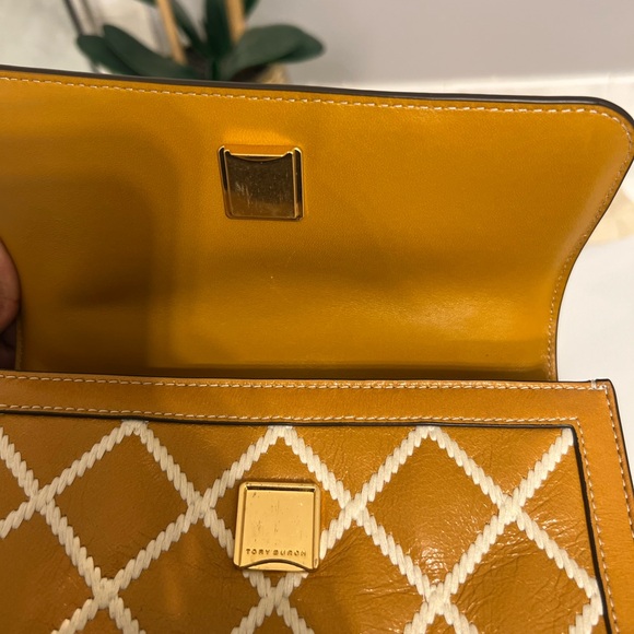 Tory Burch Mustard Quilted Leather Crossbody with Gold Chain - Picture 3 of 6